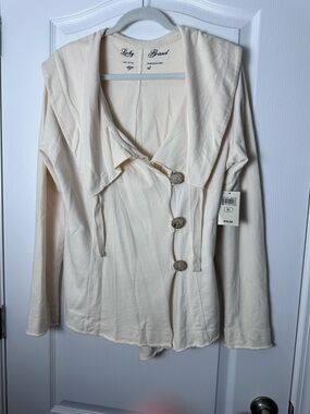 Lucky Brand Cream Hooded Cotton Cardigan